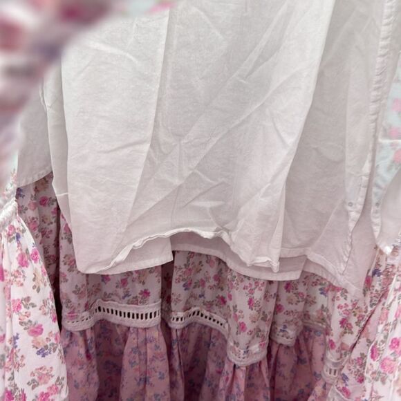 LoveShackFancy x Target Pink & Mint Floral Tiered Maxi Dress Size XS Romantic - Picture 10 of 14